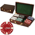 300 Foil Stamped poker chips in wooden Mahogany case - Diamond design